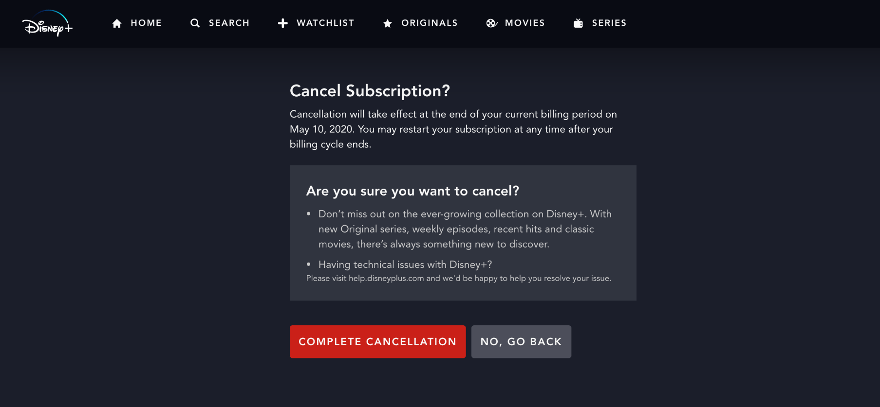 Disney Plus in South Africa - cancel subscription