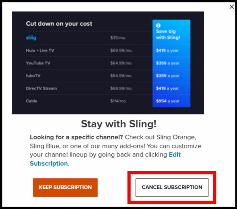 Sling TV outside the USA - cancel
